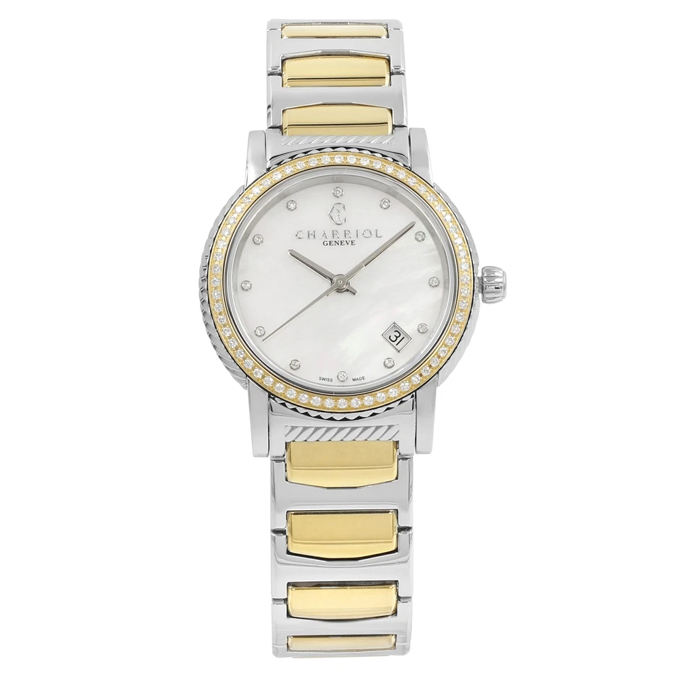 Charriol Parisii MOP 0.40cttw Two Tone Steel Quartz Ladies Watch P33SY2D.921.001