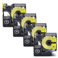 4PK Black on Yellow 18433 3/4" IND Vinyl Label Tape for Dymo Rhino 5200 6000