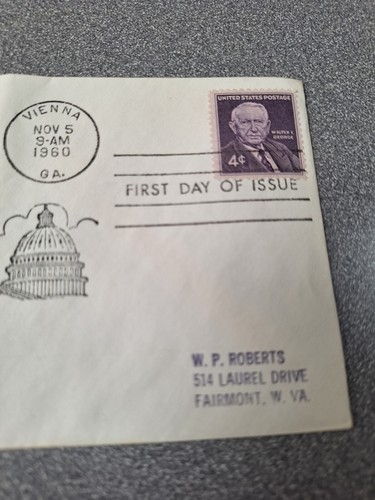 1960 First Day Cover 4 cent stamp Honoring Walter George cachet art envelope - Picture 2 of 3