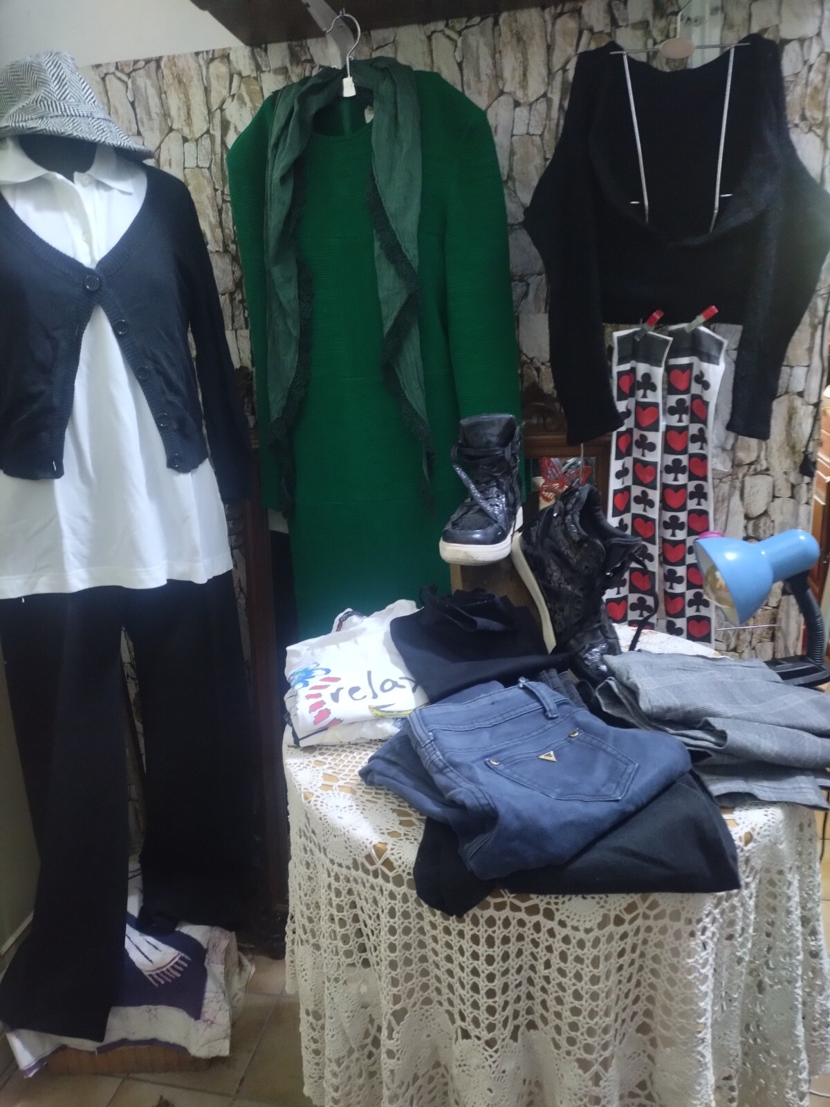 LOTTO ABBIGLIAMENTO DONNA OUTFIT ABITO VERDE VINTAGE CAPPELLO SCARPE + OMAGGI