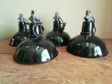 BAUHAUS ART DECO INDUSTRIE LEUCHTE  FABRIK DECKEN LAMPE EMAILLE SCHIRM LED T.II