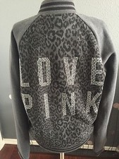 NWT Victoria's Secret PINK Leopard with Rhinestones Varsity Jacket Size Sm 128