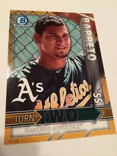 2016 Bowman Turn Two Jumbo 5x7 Franklin Barreto Matt Olson A's Gold #’d /10