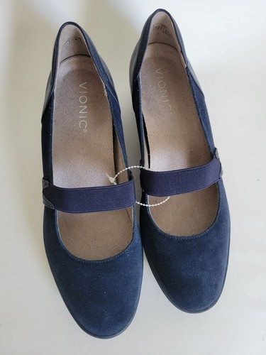 Vionic donna Judy ortopedica blu Mary Jane taglia 7,5 nuova zeppa comoda slip on - Foto 4 di 7