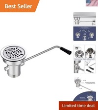3-1/2" Commercial Sink Drain with Twist Lever Handle, Waste Drain Valve Witho...