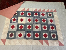 90" x 71" OLD ANTIQUE 1800's Hand Stitched Patchwork Multicolored Quilt