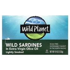 Wild Planet, Wild Sardines In Extra Virgin Olive Oil, Lightly Smoked, 4.4 oz