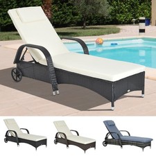 Polyrattan Gartenliege Sonnenliege Rattanliege Gartenmöbel Mobil mit Kissen