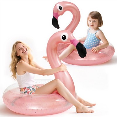 2PCS Flamingo Inflatable Pool Floats Adult , Glitters Translucent Inflatable ...