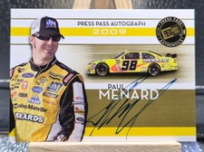 PAUL MENARD 2009 Press Pass NASCAR #NNO CERTIFIED AUTHENTICS AUTOGRAPH Yates
