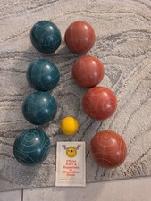 Vintage Sportcraft Bocce Ball Set of 8 with Pallino Green Red Game Manual