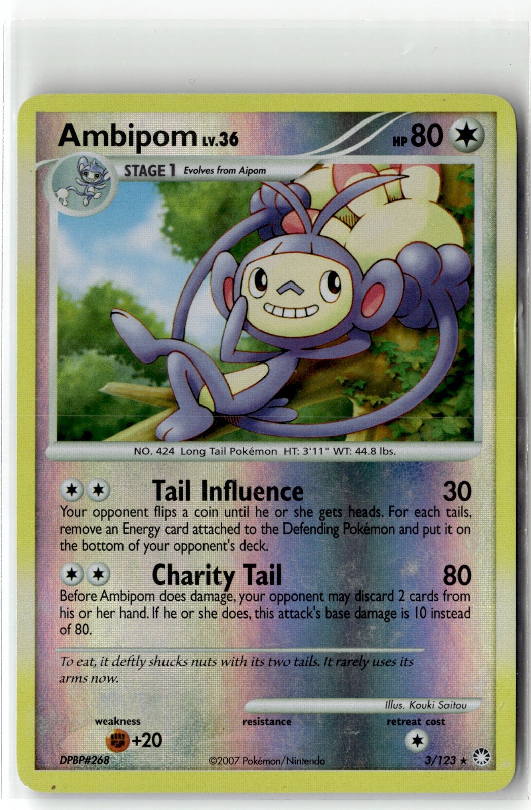 Ambipom ⭐️ 3/123 Holo Rare Mysterious Treasures 2007 Pokemon Reverse Holo NM/LP
