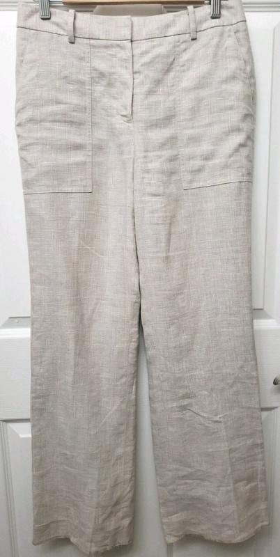 Brooks Brothers Catherine Fit 100% Linen Beige Pants Sz 6 Preppy Lined Unhemmed