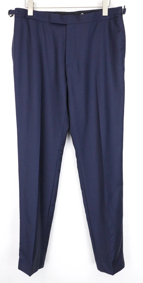 SUITSUPPLY Lazio Tuxedo Men's Suit UK42R Blue Slim S130s Wool 3Pc Peak Lapel - Image 4 of 4