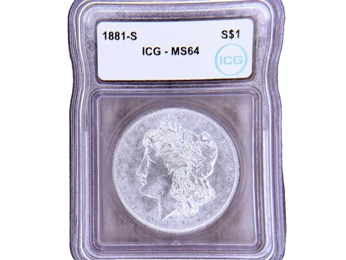 1881 S Morgan Silver Dollar ICG MS 64, Great Luster, KM 110, GSID 7486