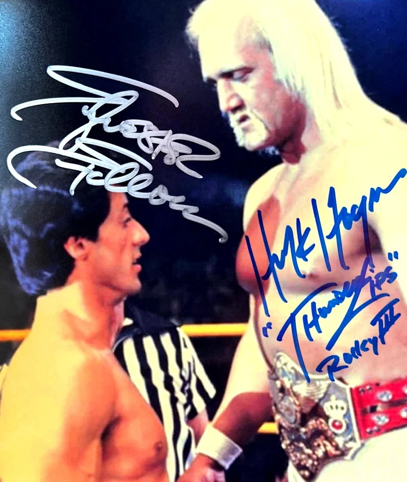 Auténtico autógrafo original firmado por ROCKY III (Stallone, Hulk Hogan) 8x10" con certificado de autenticidad Foto 3 de 4