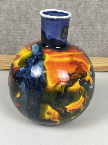 Vase atypical ball original Harro Berger Vienne Drip Glaze 4.75”Dia - Picture 2 of 8