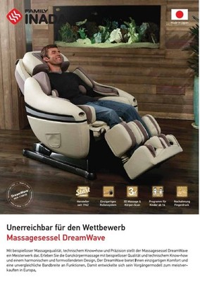 Professioneller Shiatzu Massagesessel, Relaxsessel INADA DREAMWAVE