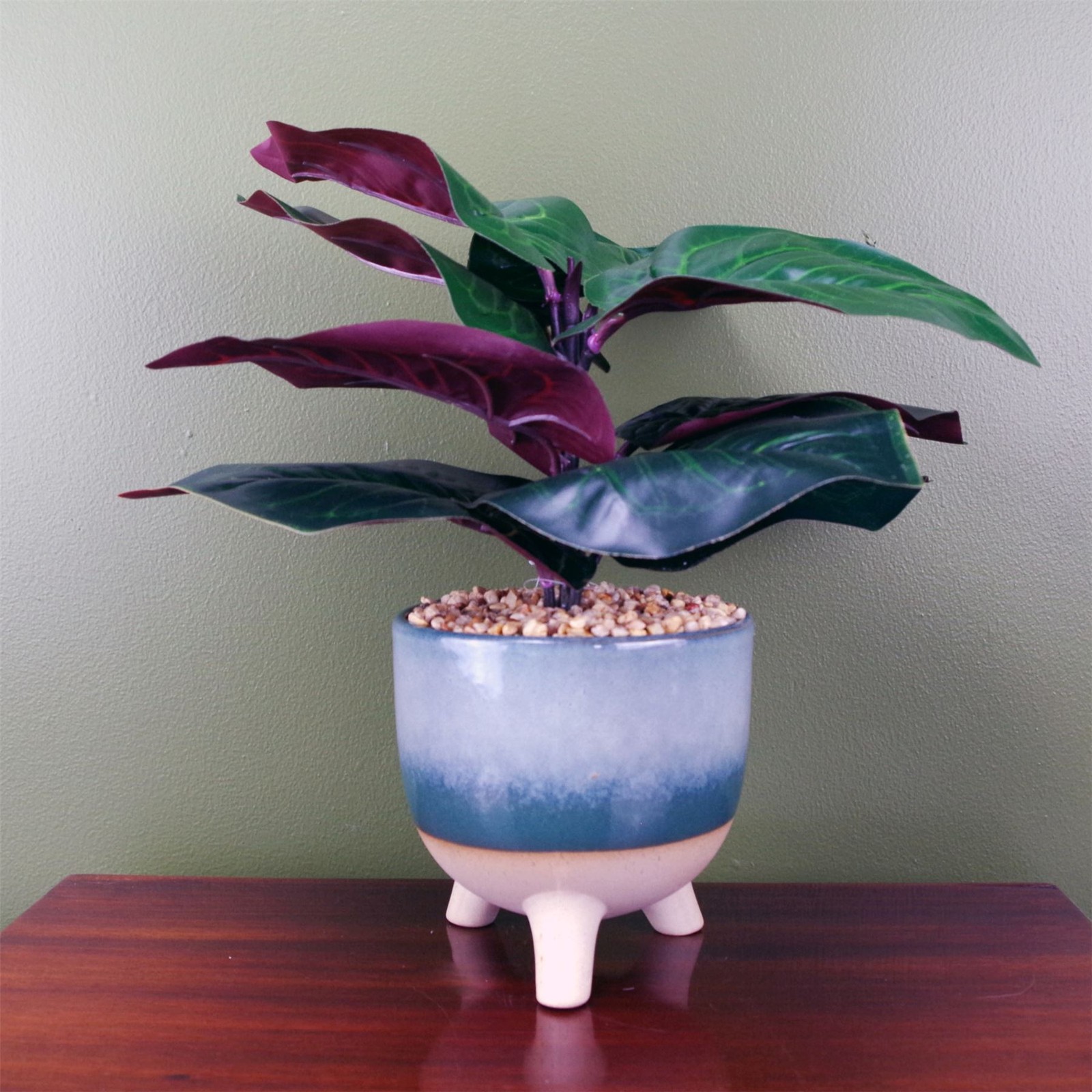 Blue Pirate Blue/Green Large Artificial Ficus Plant With Teal Ceramic Planter Botanik - Image 2