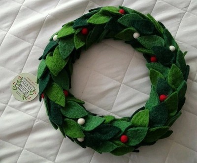 Trader Joe's Felted Wool Christmas Wreath NWT