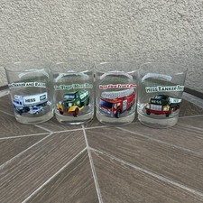 Complete 1996 Vintage Set of 4 Hess Toy Truck Collector's Glasses Tumblers