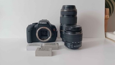 Canon EOS Rebel T3i kit with 18-55mm and 75-300mm lens plus batteries and charge