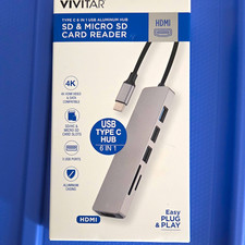 Vivitar USB-C 6-in-1 Aluminum Hub SD/MicroSD/SDHC Reader HDMI VIVRW7320