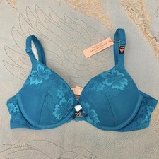 NWT Victoria  s Secret push-up teal lace butterfly floral bra. Size 34b