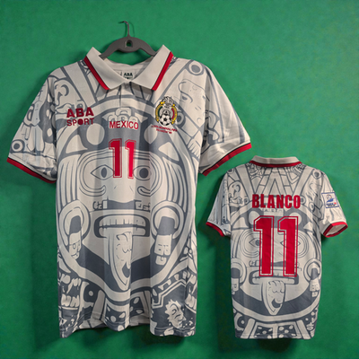 最安値！1998 Mexico Blanco #11  ABA Mexico National Team Away - World Cup 1998 - BLANCO # 11 - SMALL