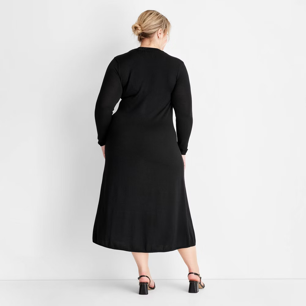 Women's Long Sleeve Sweater Maxi Dress - Future Collective Black 3X