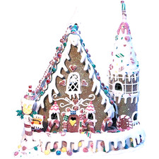 Kurt Adler Clay-Dough Christmas " GINGERBREAD INN " , Lighted, 13"  NEW