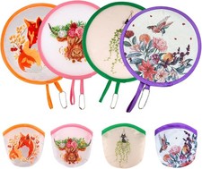 4 Pcs Round Foldable Hand Fans, 4 Styles Handheld Fans Cooling Foldable, Round J