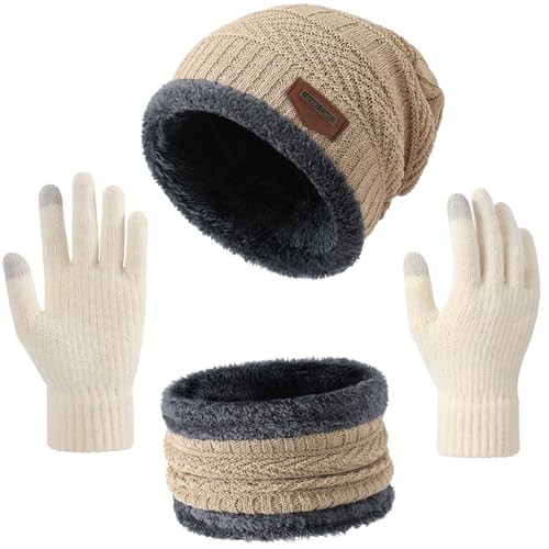Winter Beanie Hat Gloves Scarf Headband Set Fleece Lined Touchscreen Gloves Amazon.com: LOROME Winter Hat Scarf Gloves Set, Fleece Lined  main image 4
