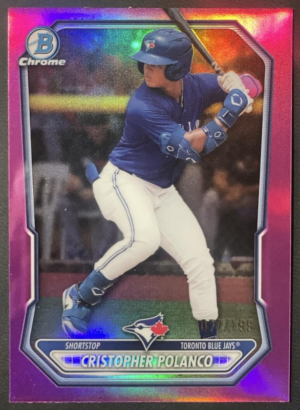 2026 Bowman Cristopher Polanco Chrome Fuchsia Refractor Blue Jays /199 #BCP-34