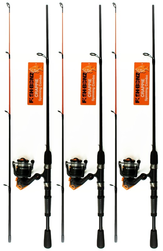 (LOT OF 3) FISHBONZ CRAPPIE 5'0" ULTRA LIGHT 2PC SPINNING COMBO FBSPCR502UL