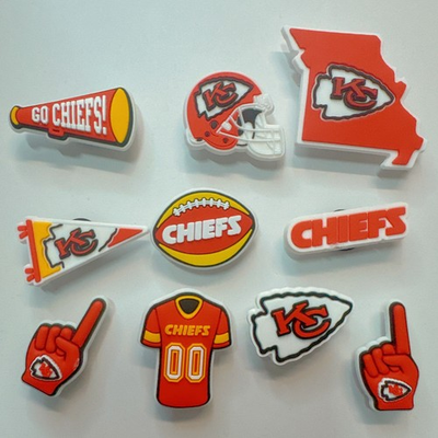 #ad 10 pcs Kansas City Chiefs NFL Football 1” Croc Shoe Charms⚡️FAST SHIP $12.95