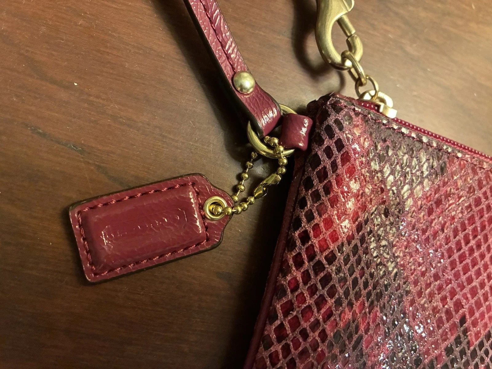COACH Women's Python Leather Embossed Wristlet F5… - image 3