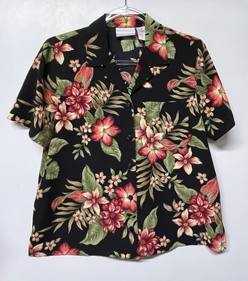 Alfred Dunner  Women's Size 10 Petite Short Sleeve Button Up Hawaiian  Shirt