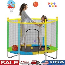 Kids Trampoline W/ Basketball Hoop  Ball Indoor Outdoor Fun Ages 3 Up Play