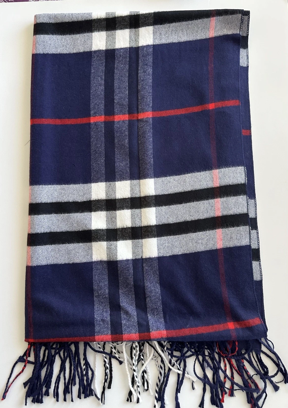 Plaid Scarf for Men and Women- 72 x 48” Acrylic Wool Winter Scarf Blue