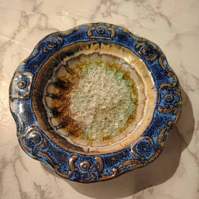 Artisan Series Glazed Pottery Round Decorative Only. 6''Round