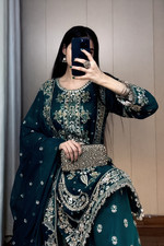 Punjabi Patiala Suit Readymade Phulkari Work Salwar Kameez Full Stitched