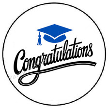 CONGRATULATIONS BLUE HAT GRADUATION ENVELOPE SEALS LABELS STICKERS PARTY FAVORS