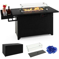 Propane Gas Fire Pit Table 52 Inch Propane Fire Pit w/ Wind Guard 50,000 BTU