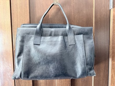 Wilsons Leather Pelle Studio Black Leather Laptop Messenger Bag With Strap