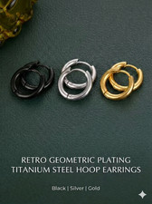 3pcs- elegant Titanium Steel Hoop Earrings unisex jewelry 8 10 12 14 16MM