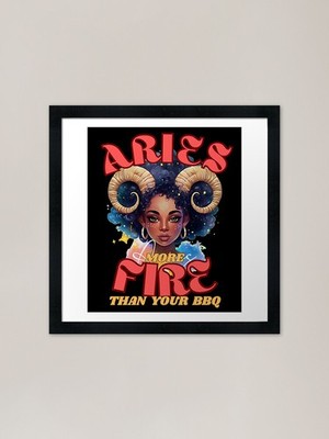 Widder: Mehr Feuer als Ihr Grill. Ari gerahmtes Wandbild Poster Leinwanddruck Bild