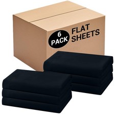 Bulk Full Flat Sheets Only, 6 Pack Quick Sort Top Bed Sheet, Full, Black