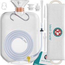 Adult Enema Kit 0.53 Gal Transparent HandsFree OneWay Valve Colon Cleanse