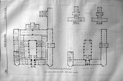 Alter Druck 1872 Baumeister Grundriss Königlicher Patriotischer Fonds Knabenschule 19.